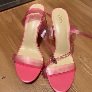 Pink strappy heels